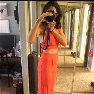 Red pants/crop top set